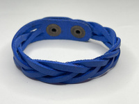 Skórzana bransoletka warkocz niebieska 20cm